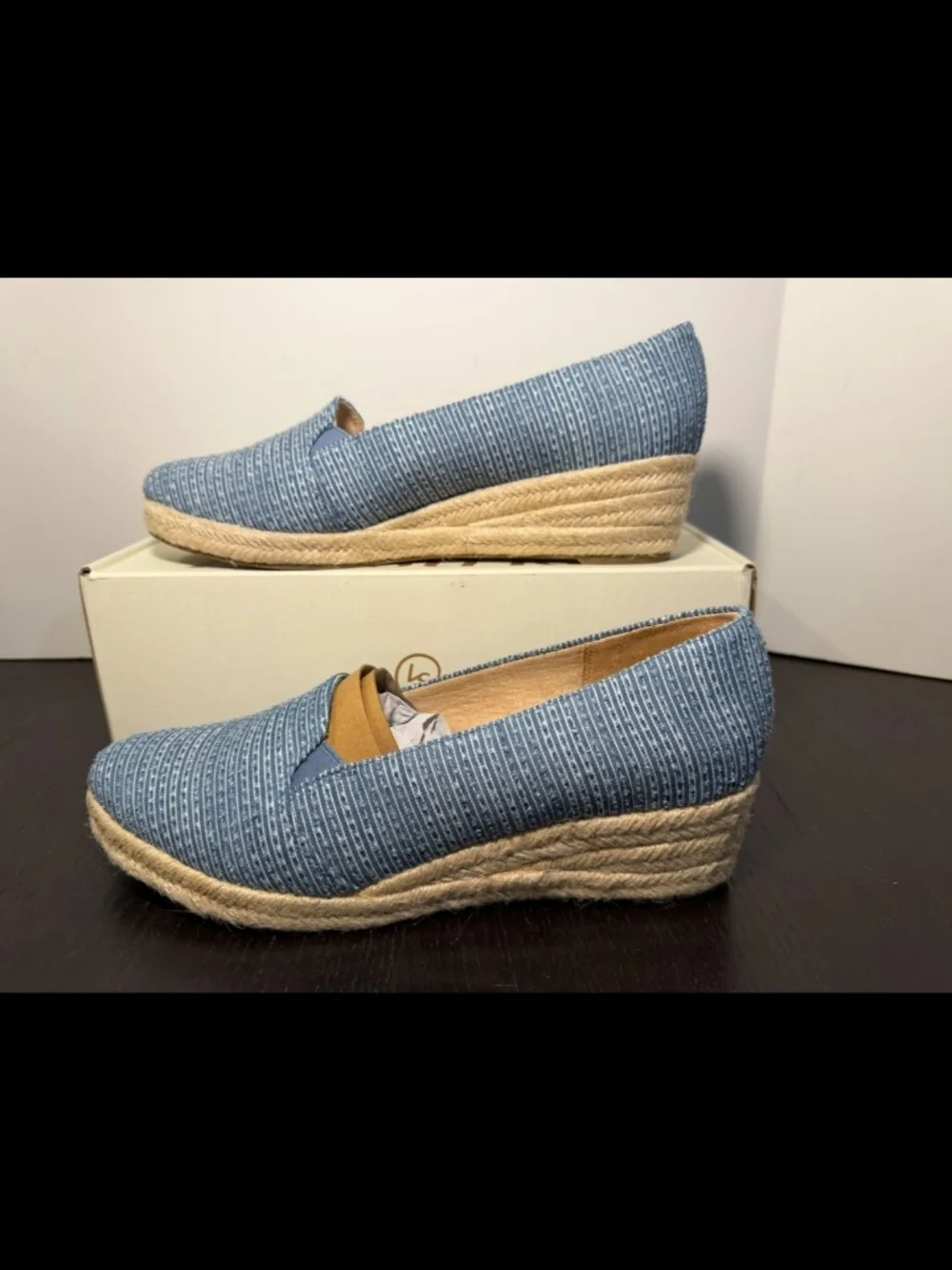 LifeStride Kamilla Espadrille Wedge Slip On Shoes Mid Blue Denim Womans 10M